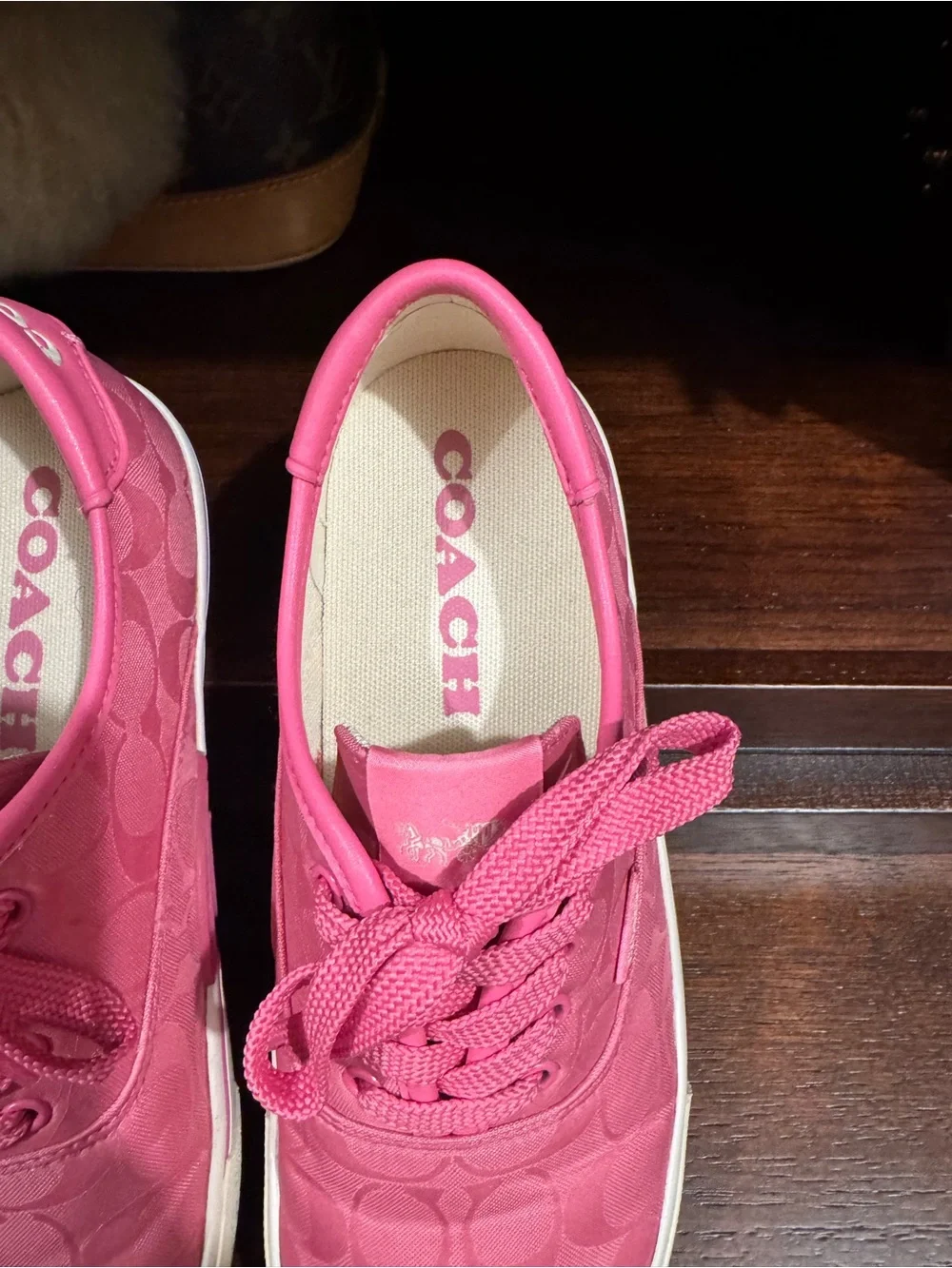 Coach Coral Pink Signature Low-Top Sneakers